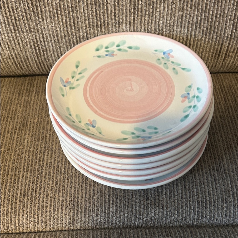 LeLaLo Pink and Green Floral Dinner Plates 7 pcs